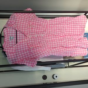 Pink checkered maternity blouse size large